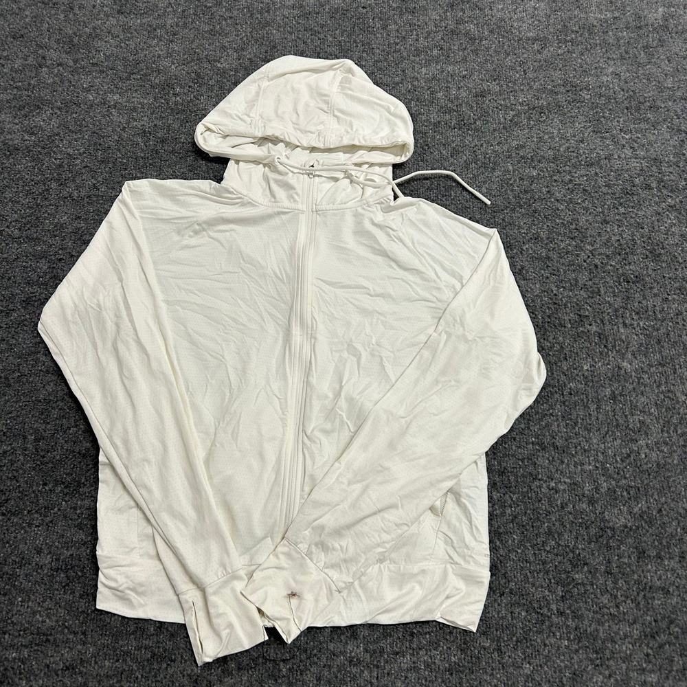 Mondetta Hoodie Womens Size S White Full Zip Perforated Mesh Thumbhole Active